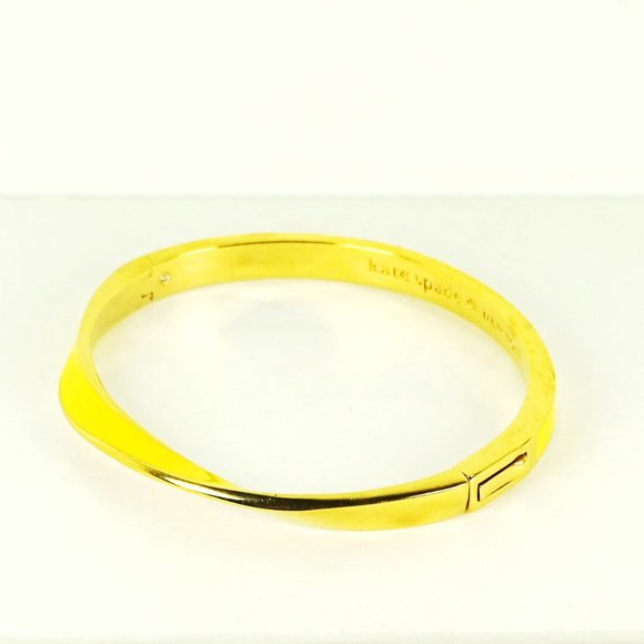 KATE SPADE Gold Plated Yellow Enamel Twisted Hinged Bangle Bracelet - Picture 4 of 7
